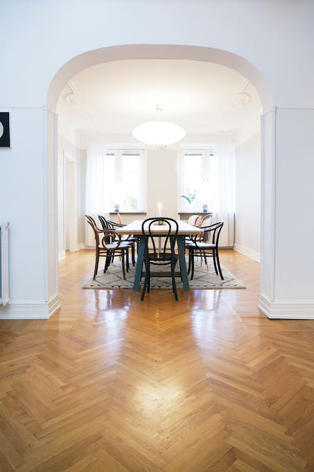 Beautiful dining room overlooking the rooftops