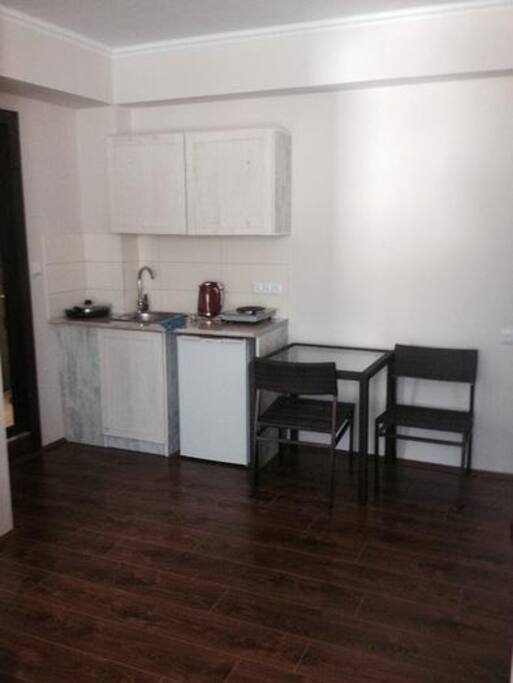 A nice kitchen equipped with all the necessary items.