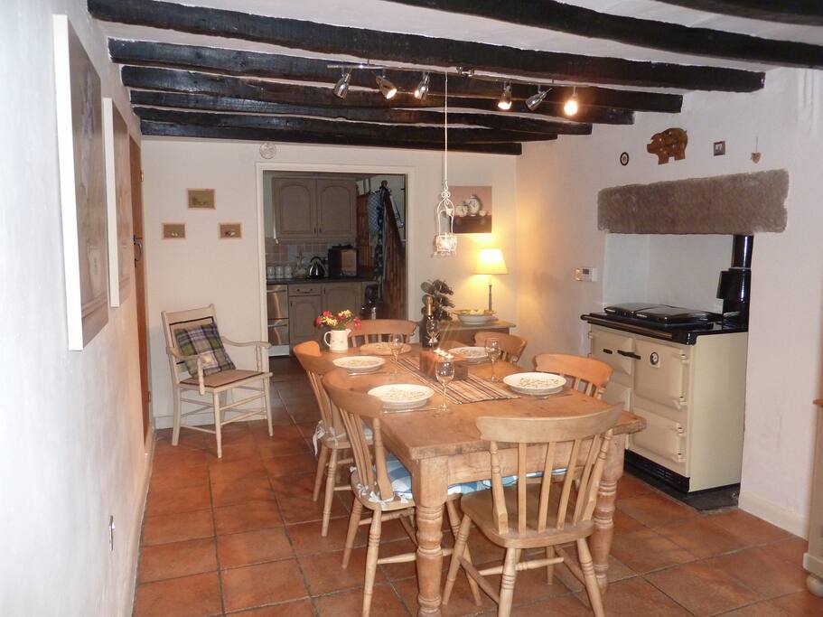 Dining room with large table to seat 6.