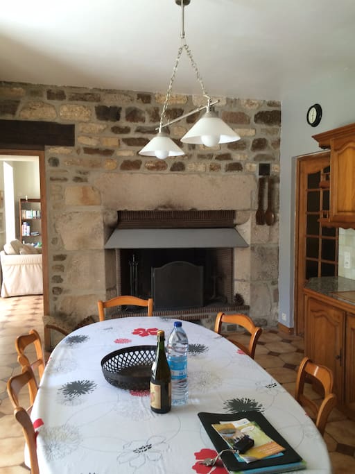 Aragon kitchen with enormous fireplace.
