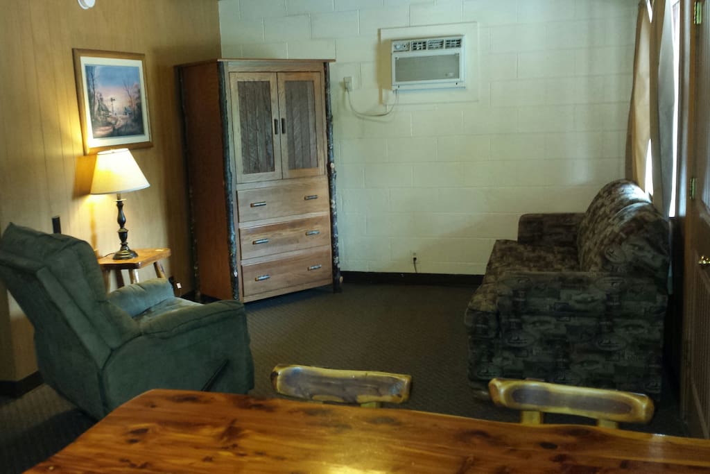 Living area in two-bedroom cabins.