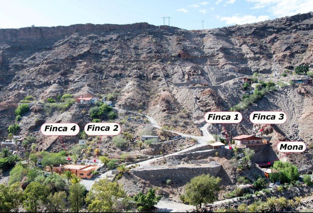 alle vier Fincas, Lage zueinander