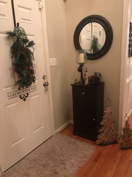 Main entry at Christmas.
