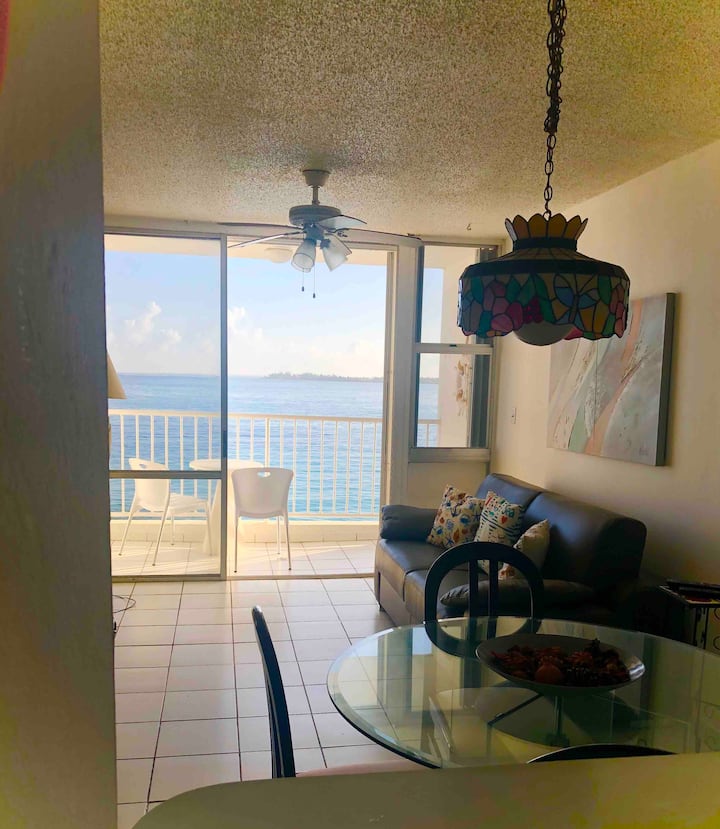 在厨房里欣赏美景。 