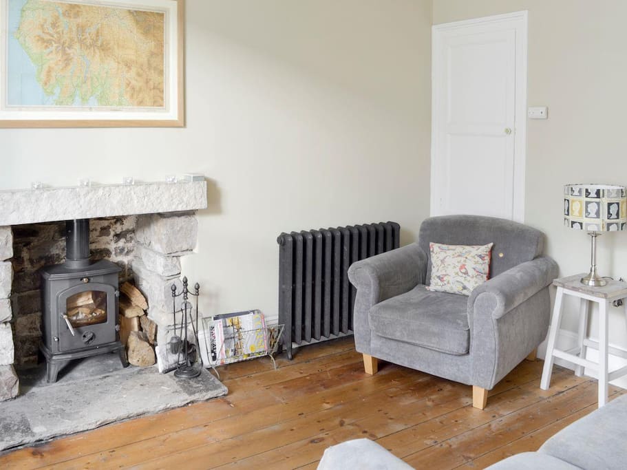 Cosy living room with woodburner