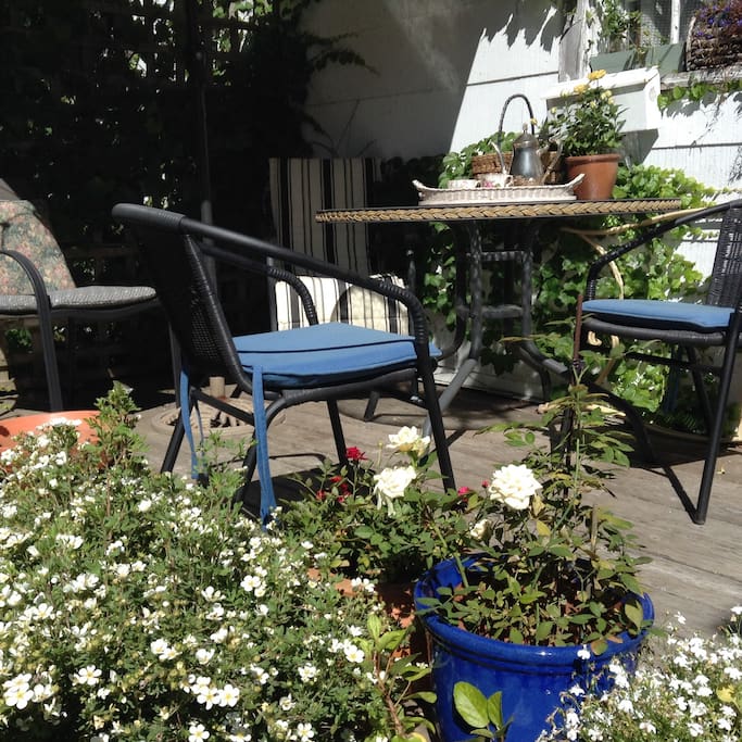 Garden deck for relaxing and/or breakfast on a nice day