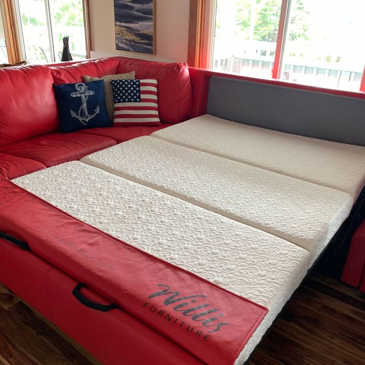 Custom, leather tempurpedic sleeper.