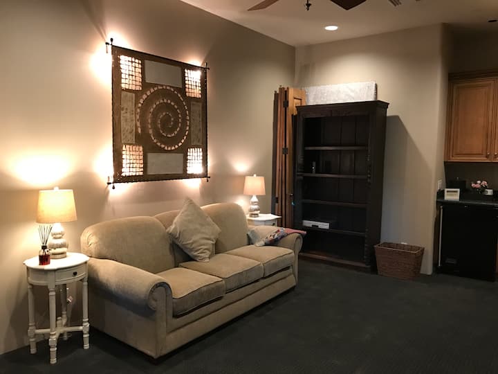 Bedroom #6 adjacent to guest house, separate entrance, with Queen couch bed and wet bar. Direct patio access.