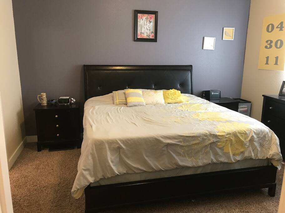 Master bedroom with king sized bed