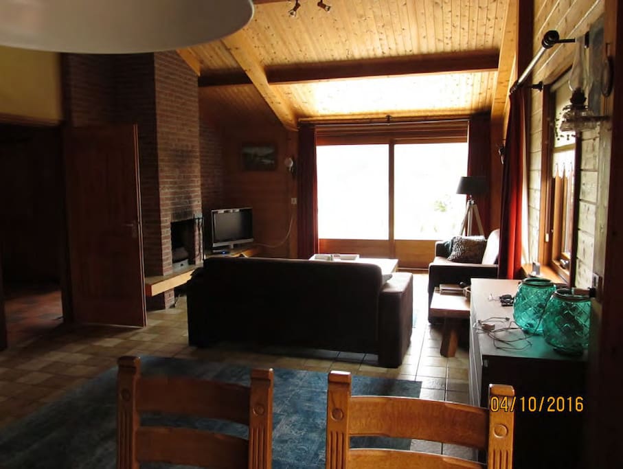woonkamer met open haard