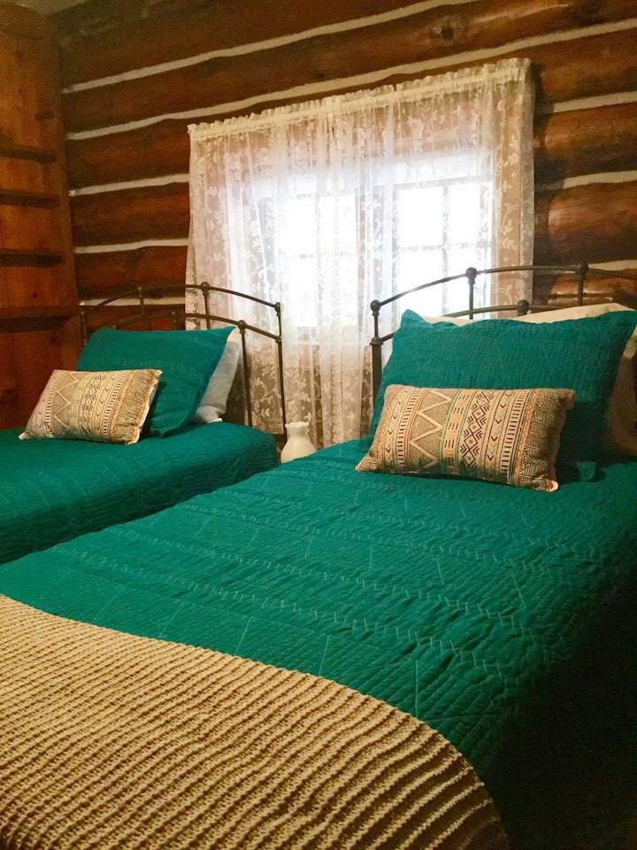 Comfortable twin beds with high end mattress, can be pushed together or  separated.