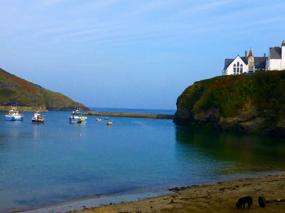 The harbour and old school house on the hill