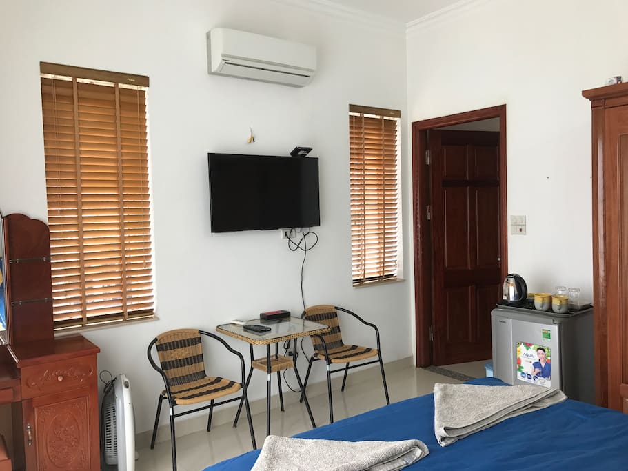 Room has cable TV and small fridge + tea and coffee facilities