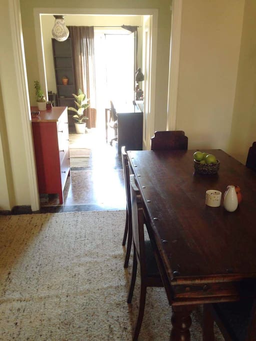 dinner table/view of the hall and study room