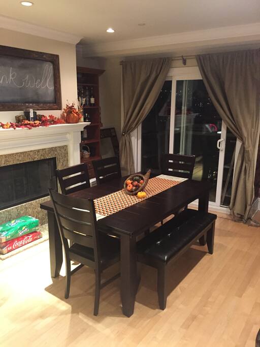 Dining area with a view of the sunset.