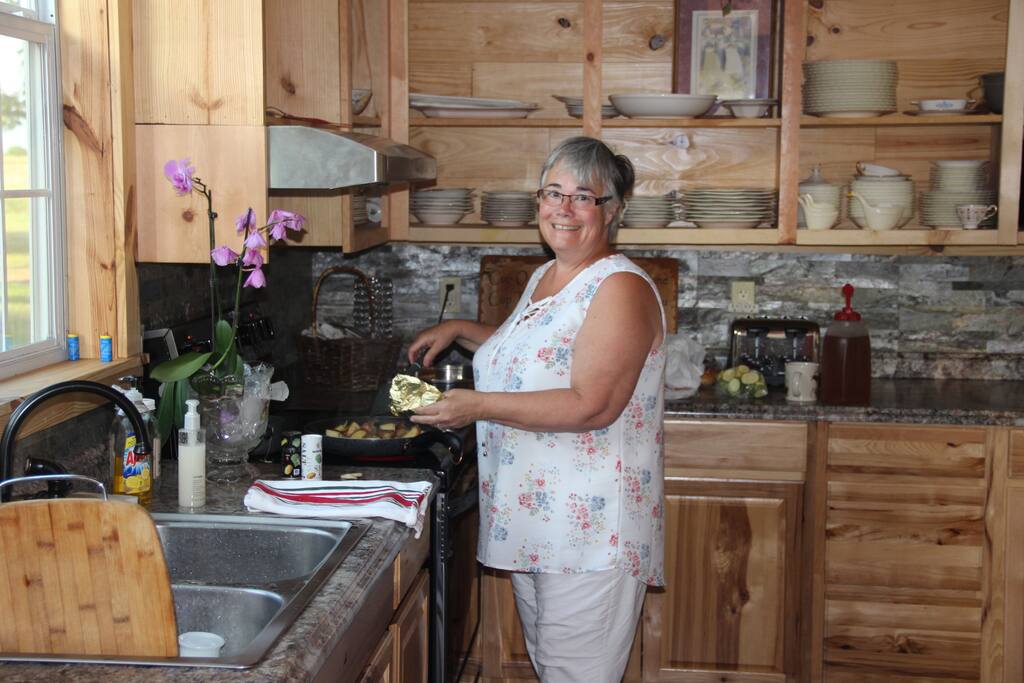 Air BnB Super Hostess Deb performs breakfast magic.