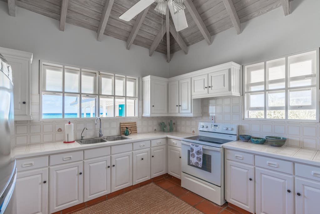kitchen with ocean view