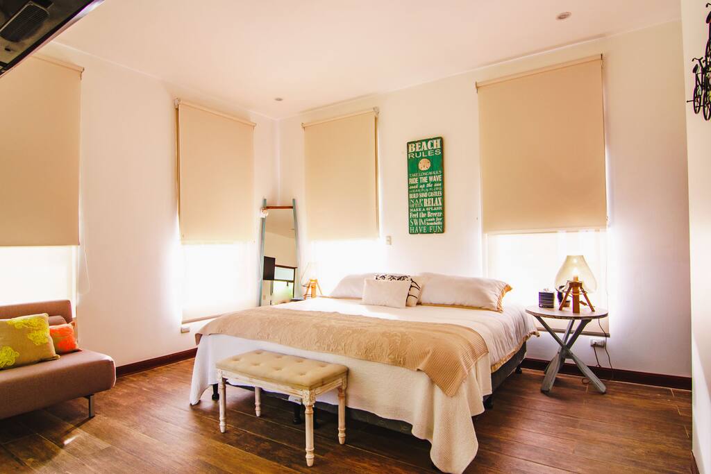 Bungalow #1 with a king size bed
