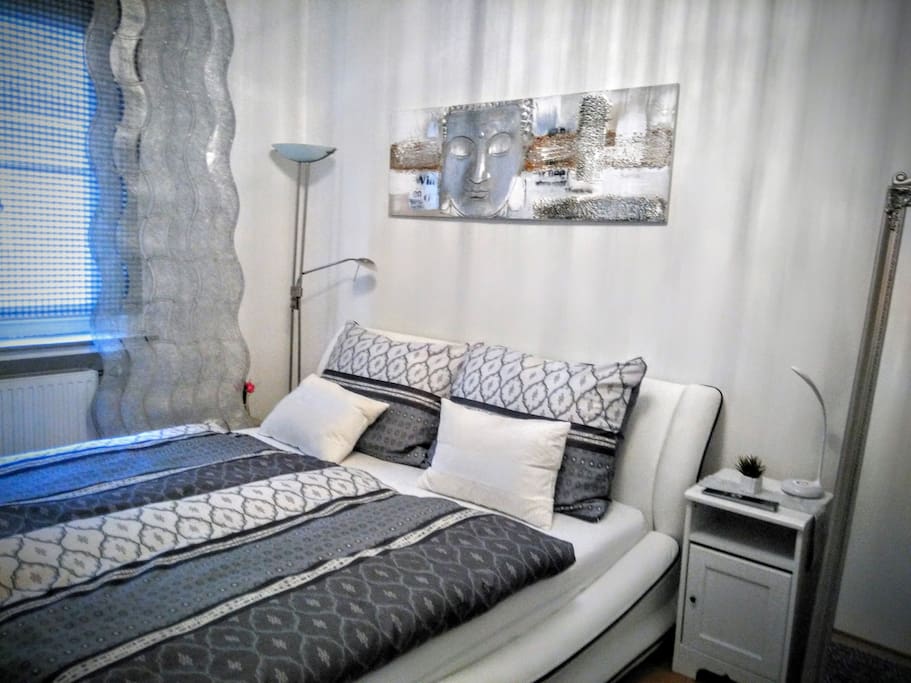 Large queen size leather bed