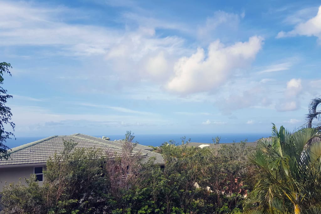 View from the living room window. We enjoy the sunset here every day (if we are not enjoying it from the beach).