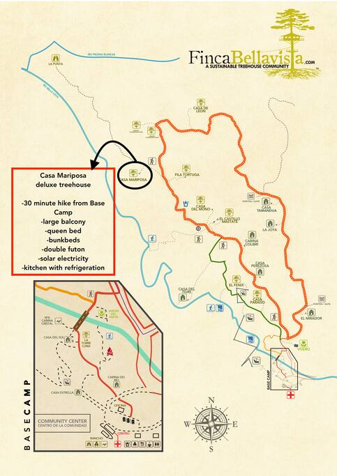 Location of Casa Mariposa within Finca Bellavista