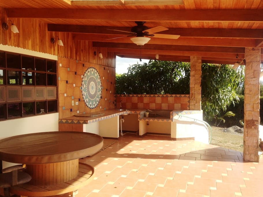 Outdoor kitchen on front porch