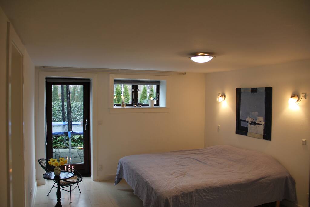 The room with direct access to a private bathroom, terrace and garden