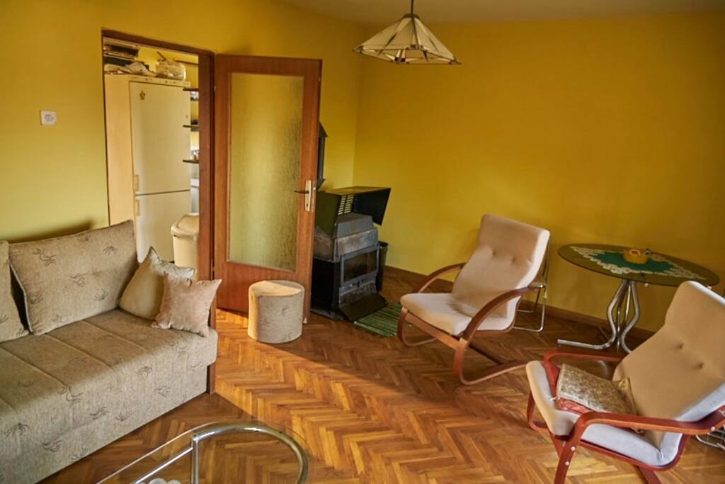 Up living room with double bed