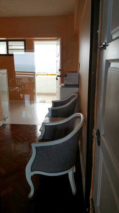 Waiting area separate from bedroom.