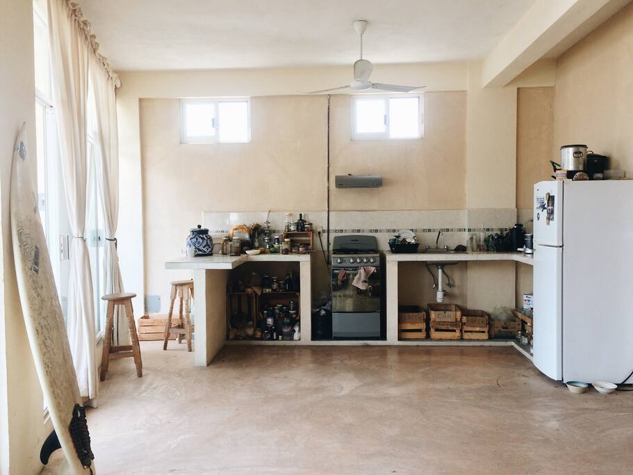 The kitchen and common room
