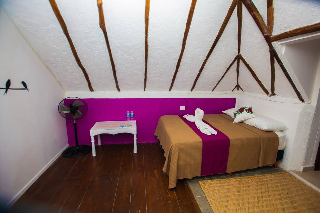 Upstairs, room #2 full bed ideally for teens or kids. No privacy