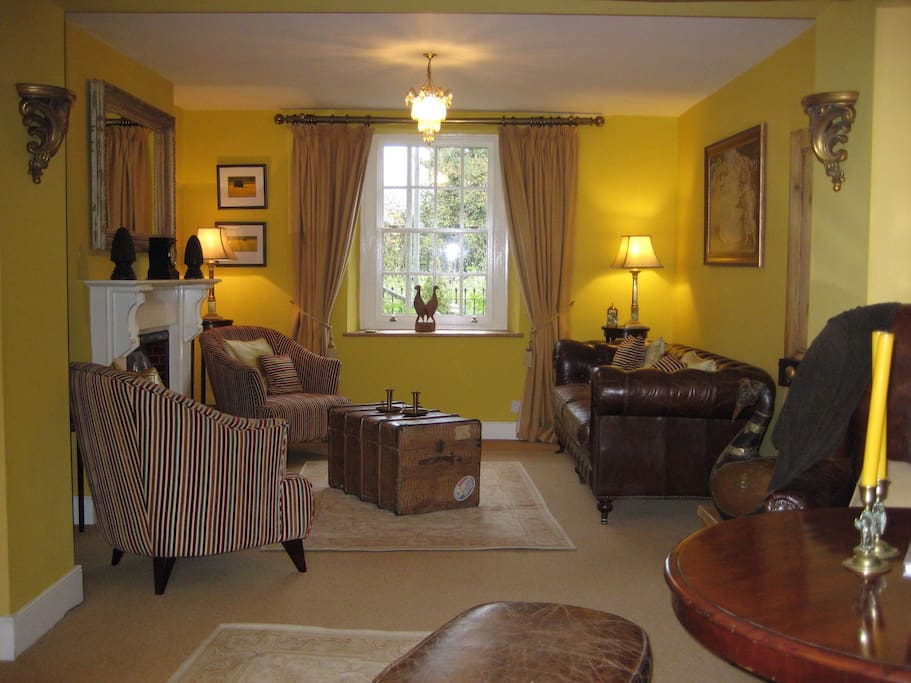 The drawing room and library.