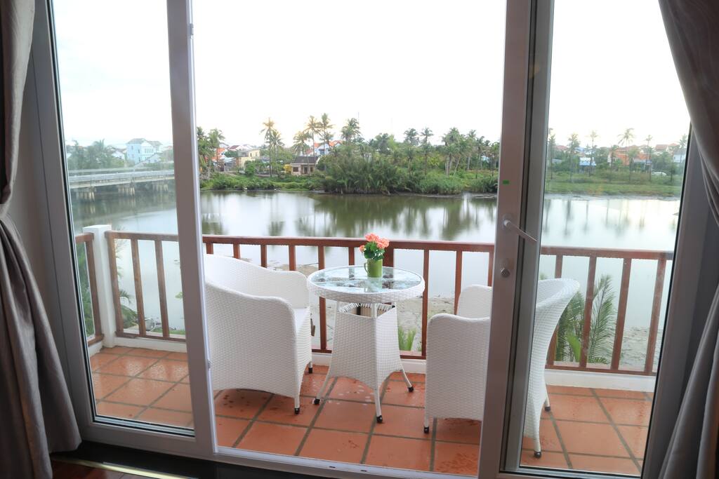 balcony looking the river and pool