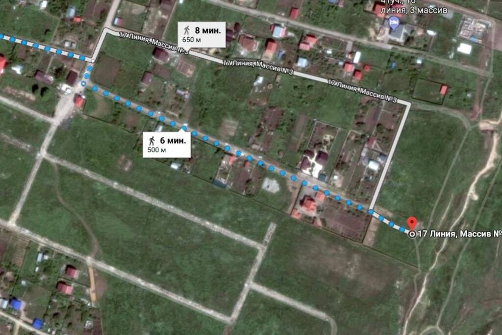 Маршрут от Guest House "Dacha" до пляжа
