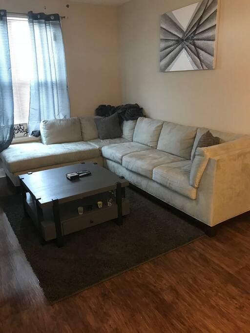 Living room with 6 seater sectional