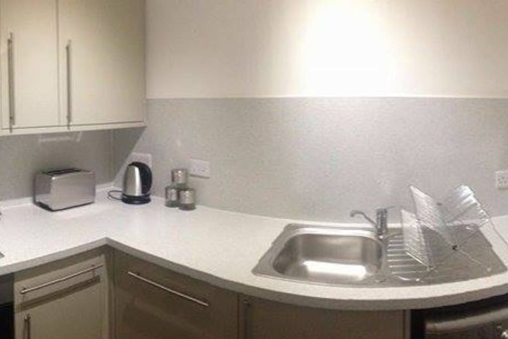 The white and silver kitchen!