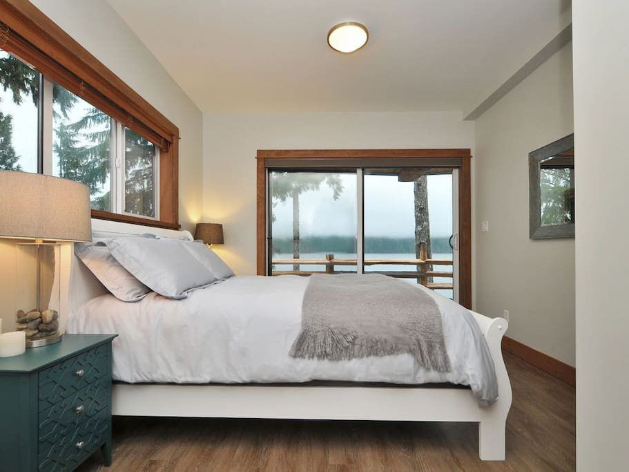 One of two oceanfront bedrooms.