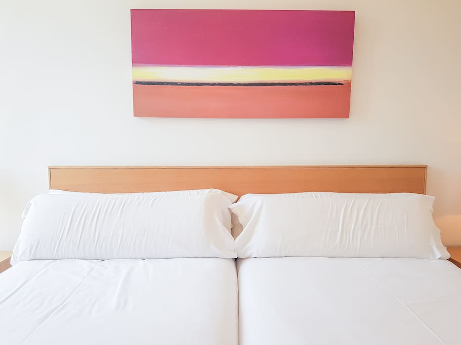 Two single beds pushed together