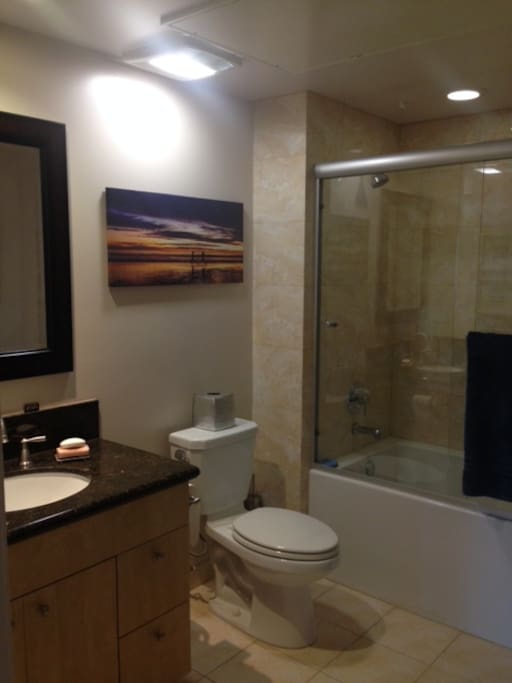 Private bathroom with sunken tub