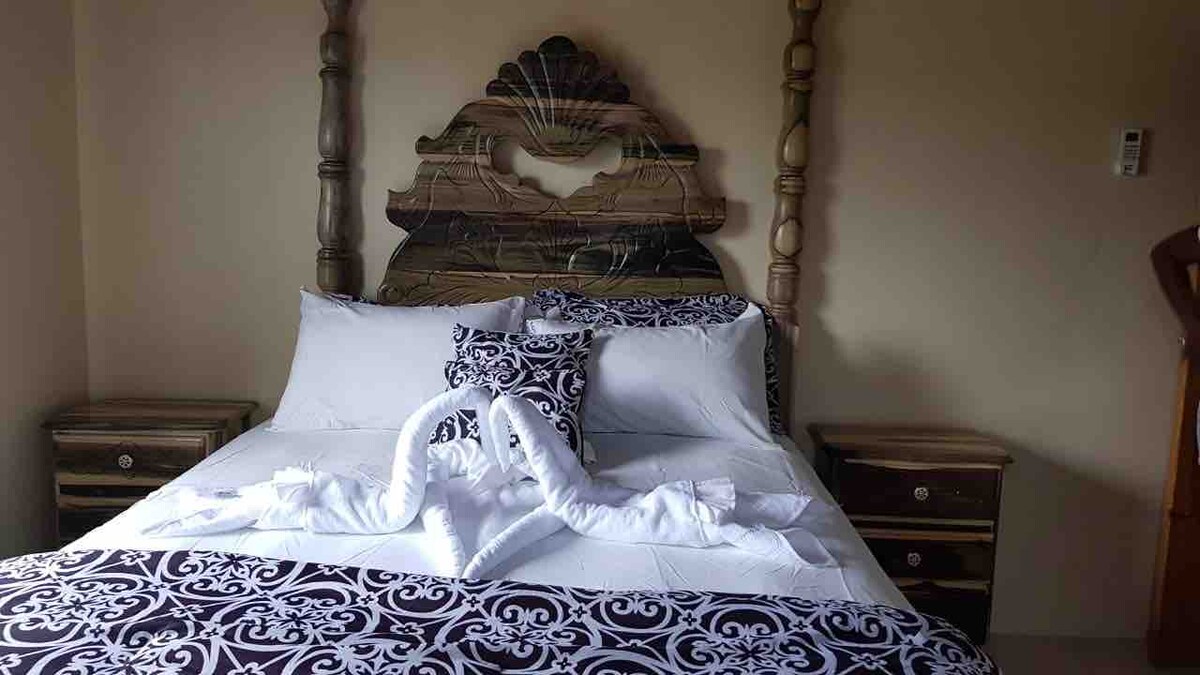 Главни спални с баня  с душ в стая с телевизор и климатик