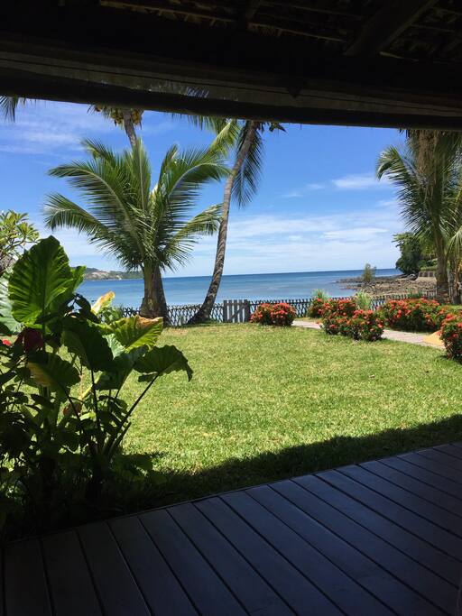 Jardin tropical au bord de la plage