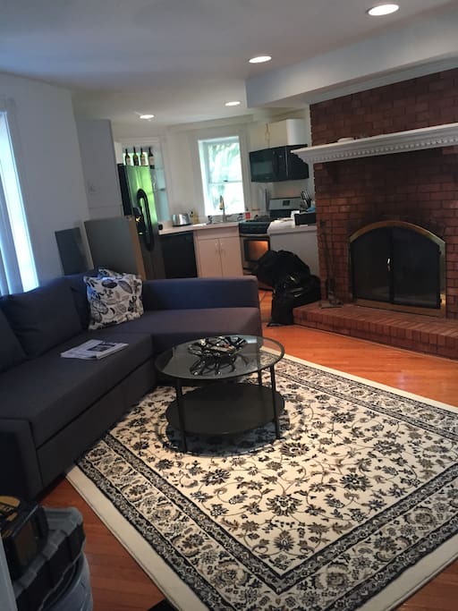 Warm, coze, working fireplace.