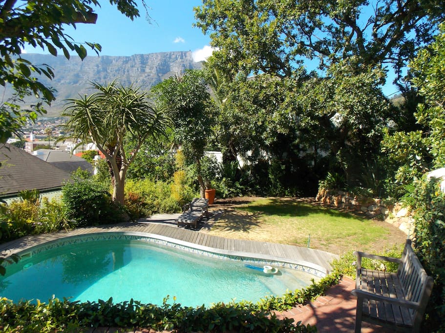 Table Mountain view from patio with use of secluded pool