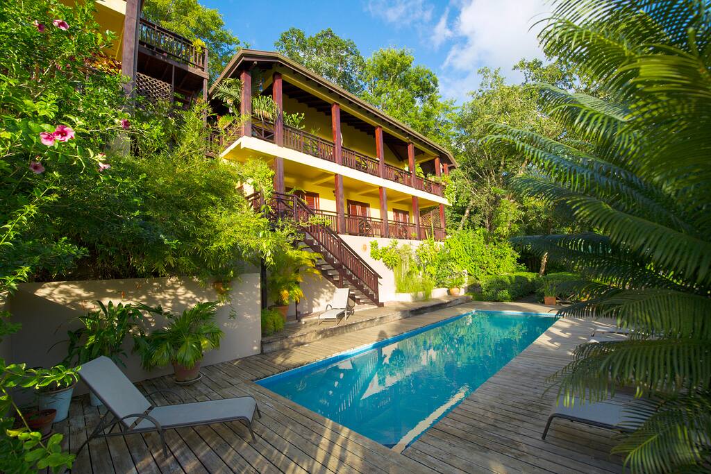 Front view with pool