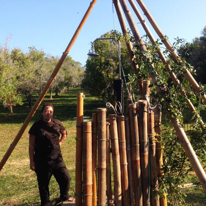 Outdoor shower, made by Jessy(pictured)