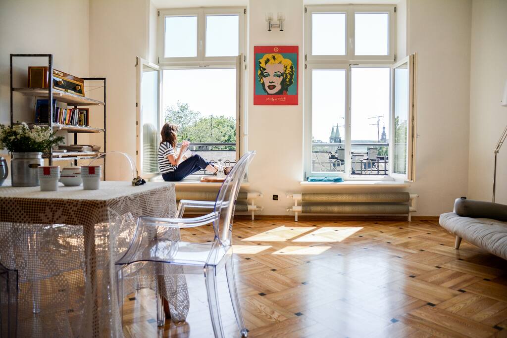 Best place for seating is a window - this view is much much beter that FB or TV ;)