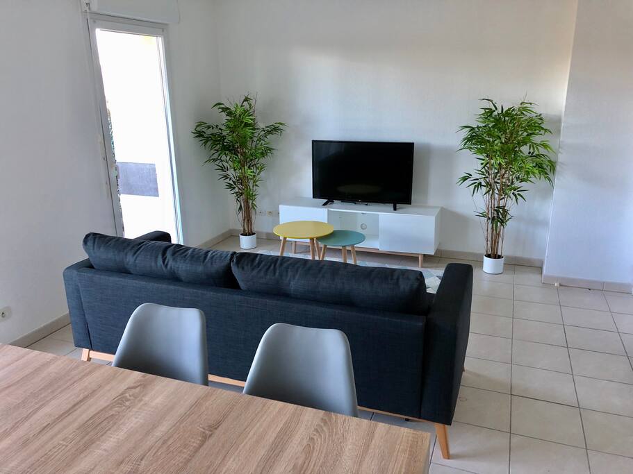 salon avec canapé lit pour 2 personnes
