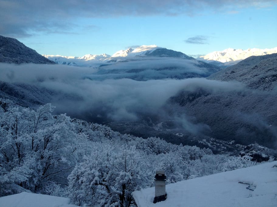 View overlooking Meribel and Les Menuires Mountains.
