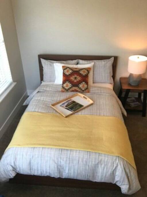 full bed, additional bedding for more guests available.