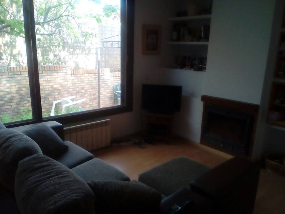 salon muy luminoso con gran ventana al jardin